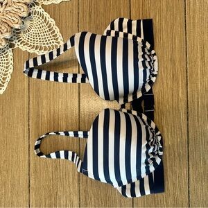 Aerie Striped Navy and White Bikini Top